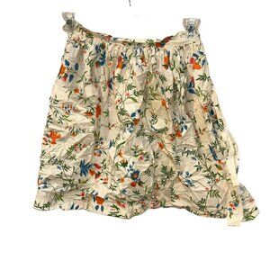 Vintage white cotton wildflowers print apron EUC SPRING